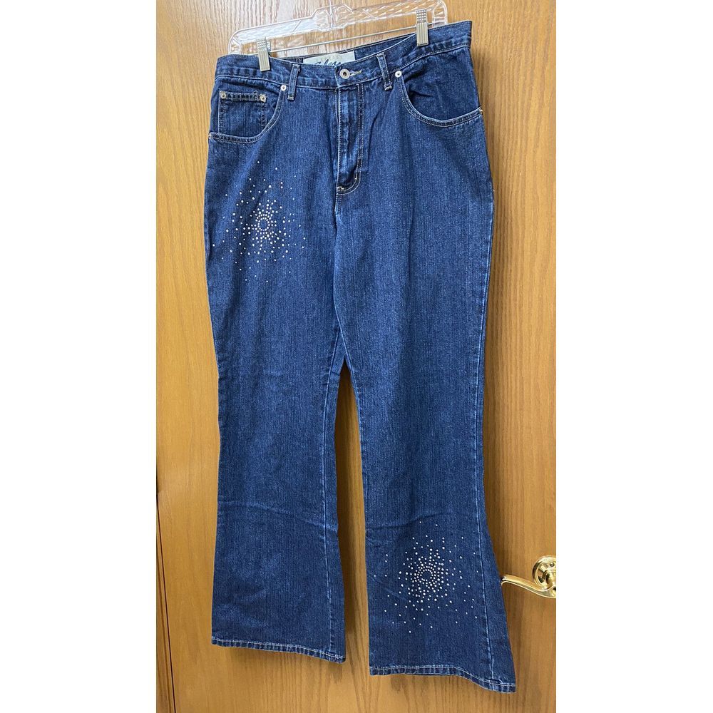 Express Bleus Women’s Jeans 13/14 Star Burst Studded Flared‎ (2 Studs missing)
